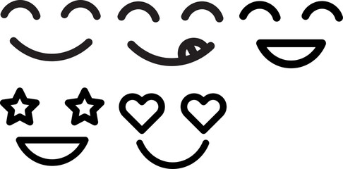 Happy smiley collection. Simple faces. Vector design elements.