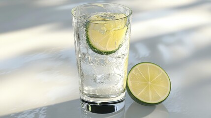 Refreshing Sparkling Water with Ice and Lime: A Cool and Citrusy Delight