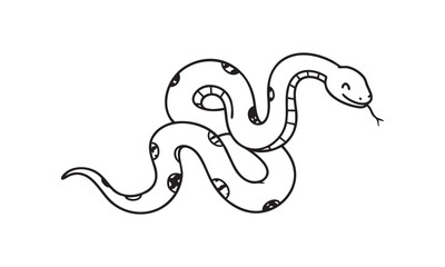 Fototapeta premium Two snakes twisted together cartoon line drawing