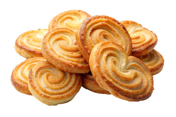 group of heart shaped puff pastry cookies isolated on transparent background png