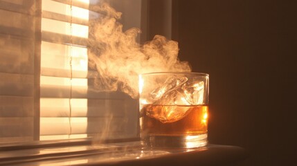 Cool vapor rising from a cold drink on a hot summer day.