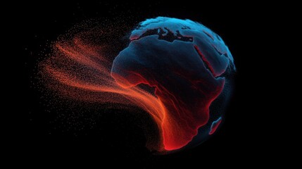 A digital globe displaying real time weather patterns across continents.