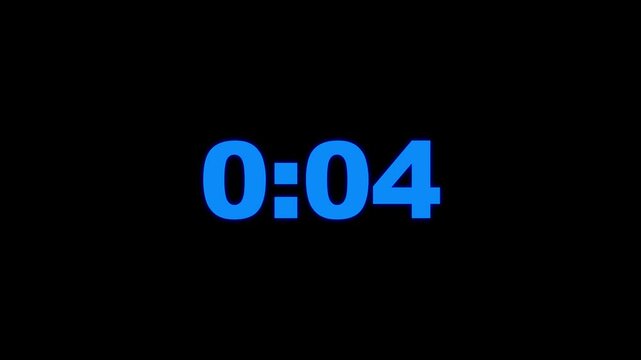 countdown timer 10 seconds animation.Neon glowing Countdown timer clock number 10 minute from 0 second.
