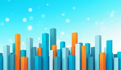 Abstract Cityscape with Colorful Skyscrapers Against a Bright Sky