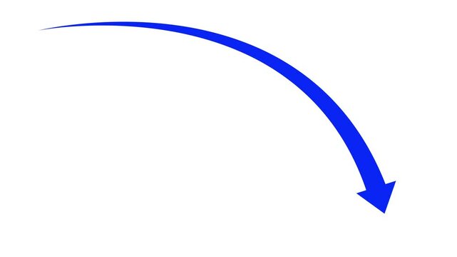 downward arrow as a symbol of failure on green screen or chroma key background. graph going down into recession. Stock Market Crash Background Animation. Downtrend.