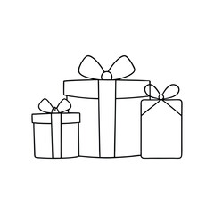 set of gift boxes with bows