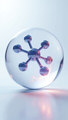 Abstract Chemical Structure in Protective Sphere. Suitable for use in presentations about drug development, material science, or any content focused on advanced chemical or biological processes
