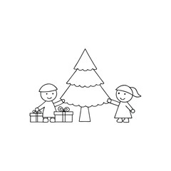 christmas tree and santa claus