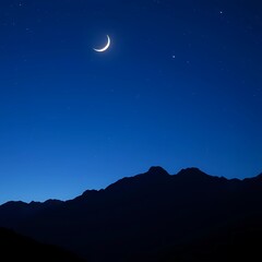 Peaceful Night Landscape with Moon and Stars