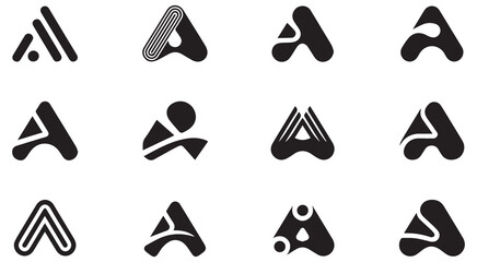 Twelve abstract letter a logo designs