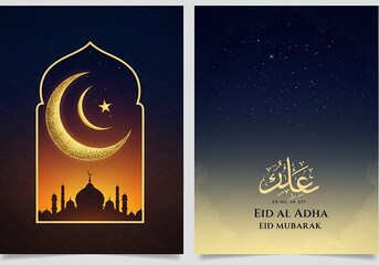 Eid al adha and eid mubarak greeting card design background