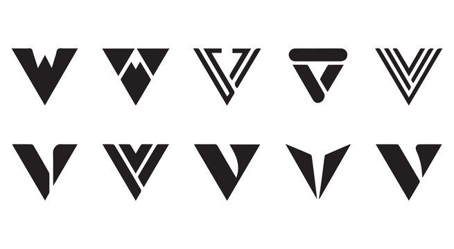Abstract v letter logo design collection
