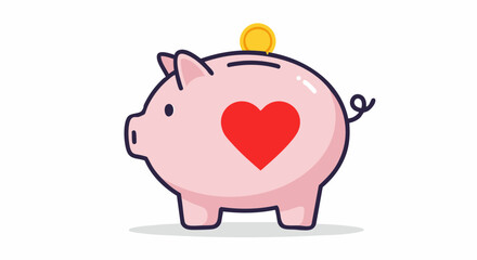 Charity donation concept piggy bank with heart for savings and finance concept for love and money investment and financial goals