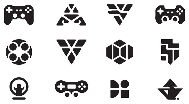 Abstract gaming logos game controller symbols designs