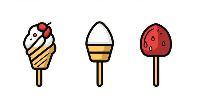 Colorful Ice Cream and Popsicle Icons: Summer Treats and Refreshing Desserts Collection