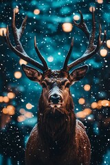 Majestic deer in winter wonderland