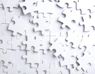 Fototapeta premium White puzzle pieces scattered (1)