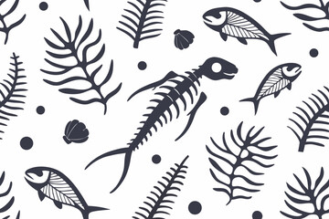 vintage fossil vector set