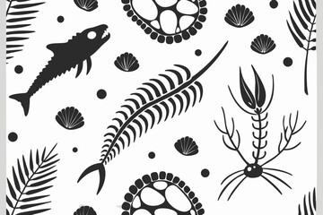 vintage fossil vector set