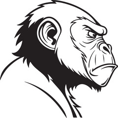 Naklejka premium Angry Monkey Face Silhouette Showing Fierce Emotion