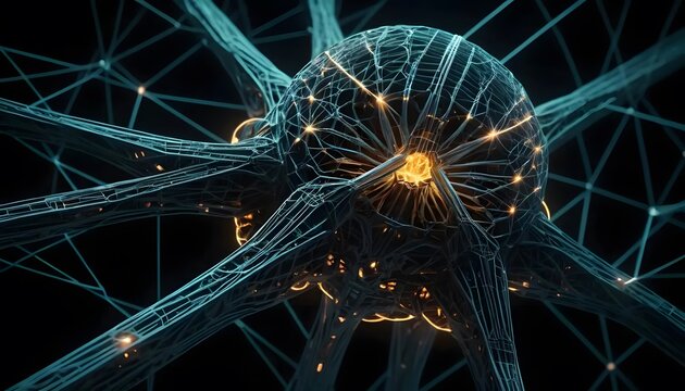 Abstract Neural Network Visualization: Intricate Design of a Neuron's Complex Structure