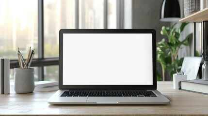Fototapeta premium Workspace with mockup blank screen laptop computer.
