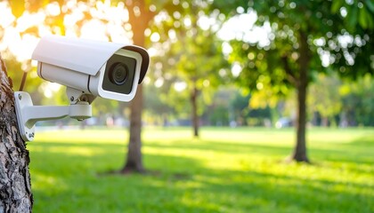Security Camera in a Lush Green Park