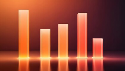 Abstract Glowing Orange Bar Graph:  Visualizing Data Growth and Progress in a Modern Minimalist Style