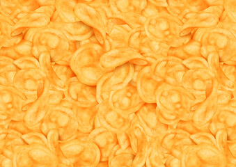 ポテトチップスがいっぱいの背景　コンソメ味	