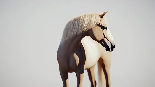 Majestic palomino horse portrait with elegant mane and gentle demeanor captured