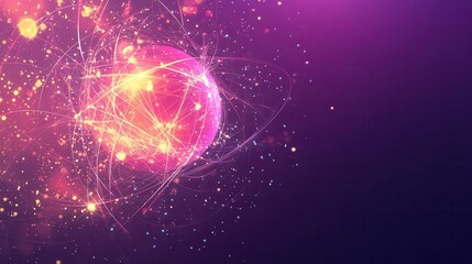 Obraz premium Nanotechnology. Abstract Physics Atom Proton Particle. Light Plasma Ball. Science Microscope Background. Virus Cell. Medical Science and Tech Inspired Abstract Background. Vector Illustration.