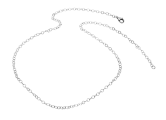 Cadena plateada ondulada aislada. Lista para usarse en joyeria. Eslabones de plata para una joya.
