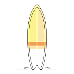 Pastel yellow surfboard illustration ocean waves
