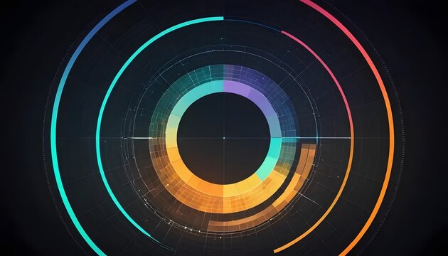 Abstract Colorful Circular Design Futuristic Technology Background Interface