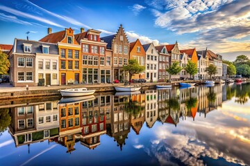 Gorinchem Harbour Canal Houses Linge Canal Architectural Photography