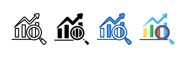 Analytics icon set bundle. Multi style icon collection perfect for websites, apps, and presentations. Simple vector icon collection