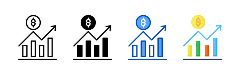 Increase icon set bundle. Multi style icon collection perfect for websites, apps, and presentations. Simple vector icon collection