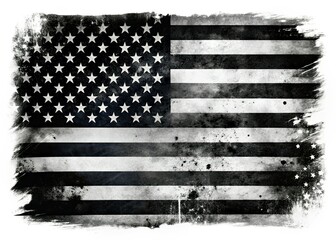 Grunge USA Flag, Black and White, Conceptual Photography, American Art