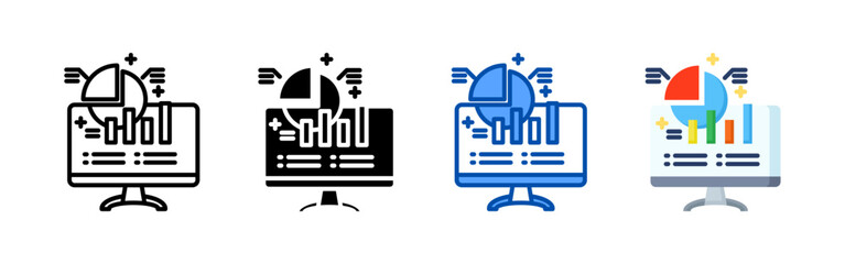 Data analytics icon set bundle. Multi style icon collection perfect for websites, apps, and presentations. Simple vector icon collection