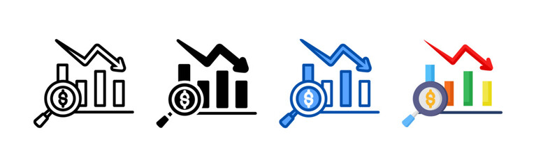 Obraz premium Bar chart icon set bundle. Multi style icon collection perfect for websites, apps, and presentations. Simple vector icon collection