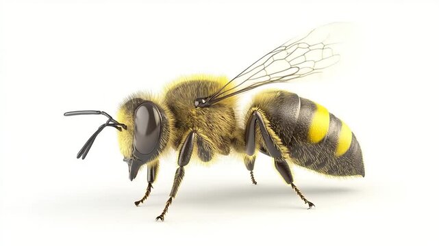 Detailed Macro View of a Honey Bee, Illustrating its Unique Anatomy and Texture