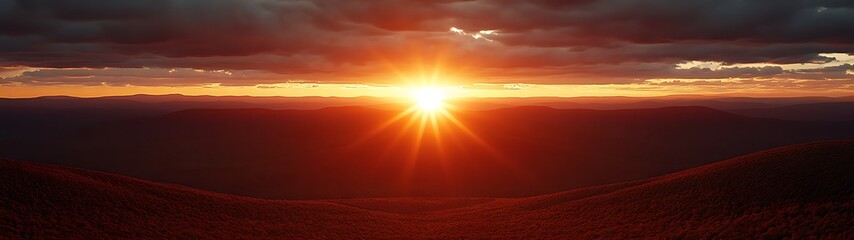 Epic sunset over mountain range