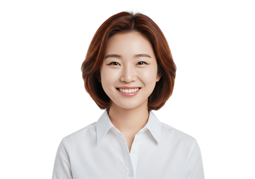 Smiling asian woman portrait isolated on transparent background