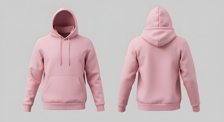 Pink Hoodie Mockup: Front and Back View 3D Render