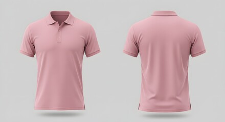 Pink Polo Shirt Mockup - Front and Back View