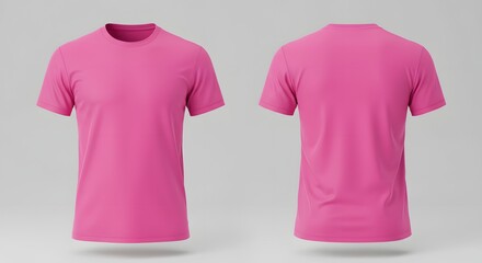 Pink T-Shirt Mockup - Front and Back View
