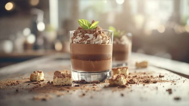 Delicious chocolate dessert parfaits