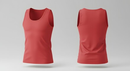 Red Tank Top Mockup - Front and Back View