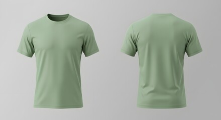 Sage Green T-Shirt Mockup: Front and Back View