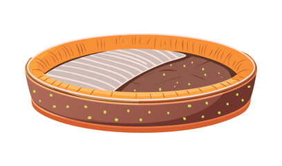 Round Pet Bed with Striped Interior